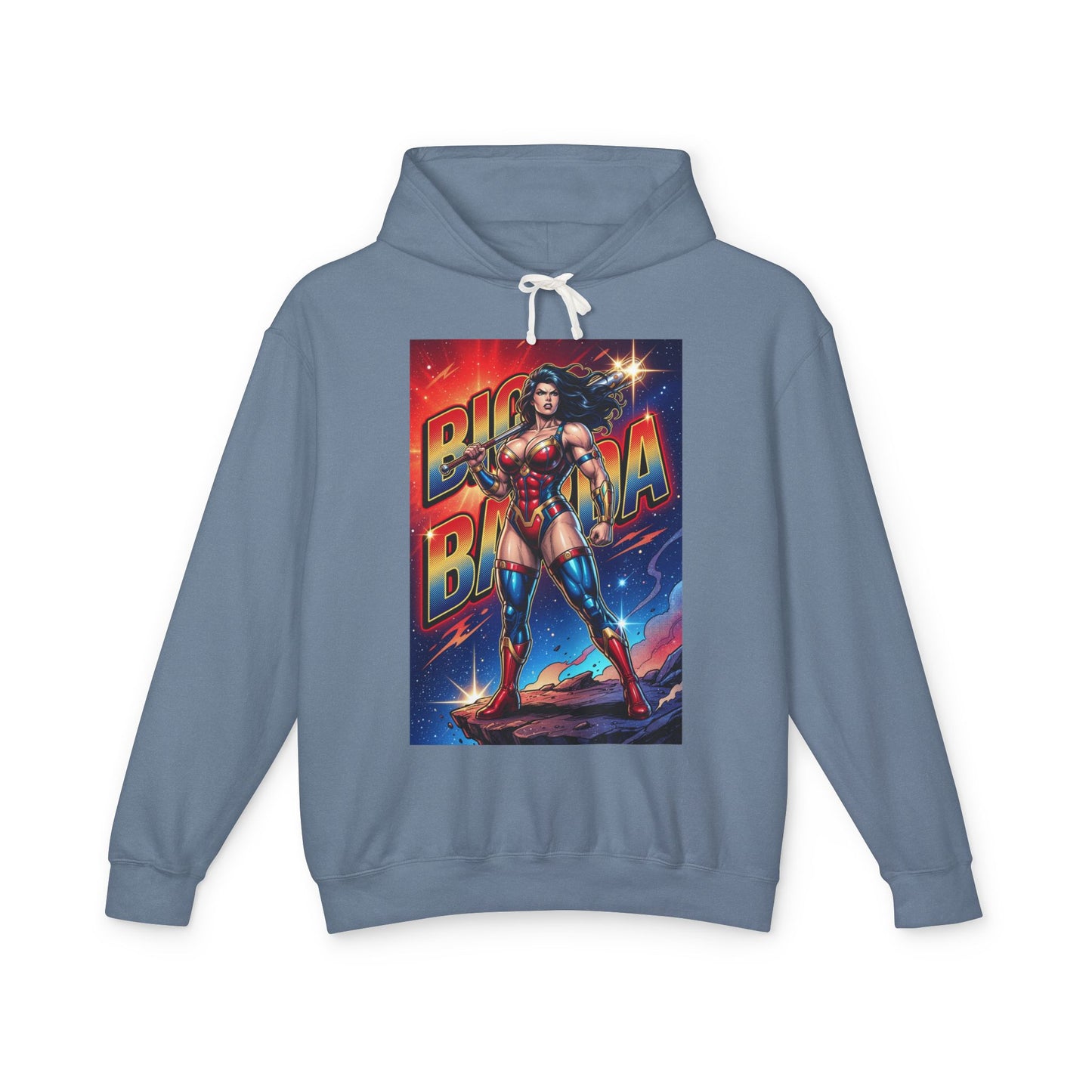 Big Barda Hoodie | DC Warrior Hoodie | New Genesis Champion Pullover - blue streetwear pullover featuring bold comic-style Big Barda artwork
