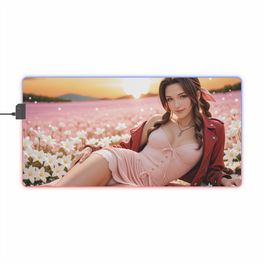Aerith Gainsborough Desk Mat – LED RGB Pad, Waifu Anime Girl Gaming Setup