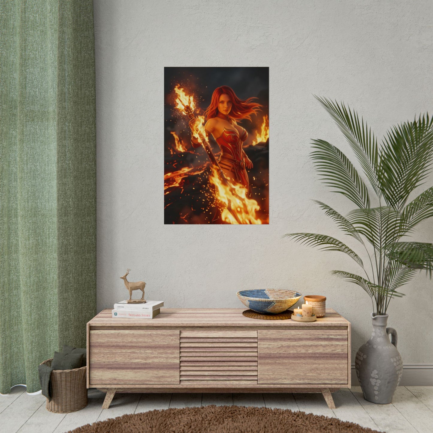 Lina Dota 2 Poster, Dota 2 Wall Art Print, Fire Mage Girl Decor, MOBA Game Artwork, Gamer Room Poster