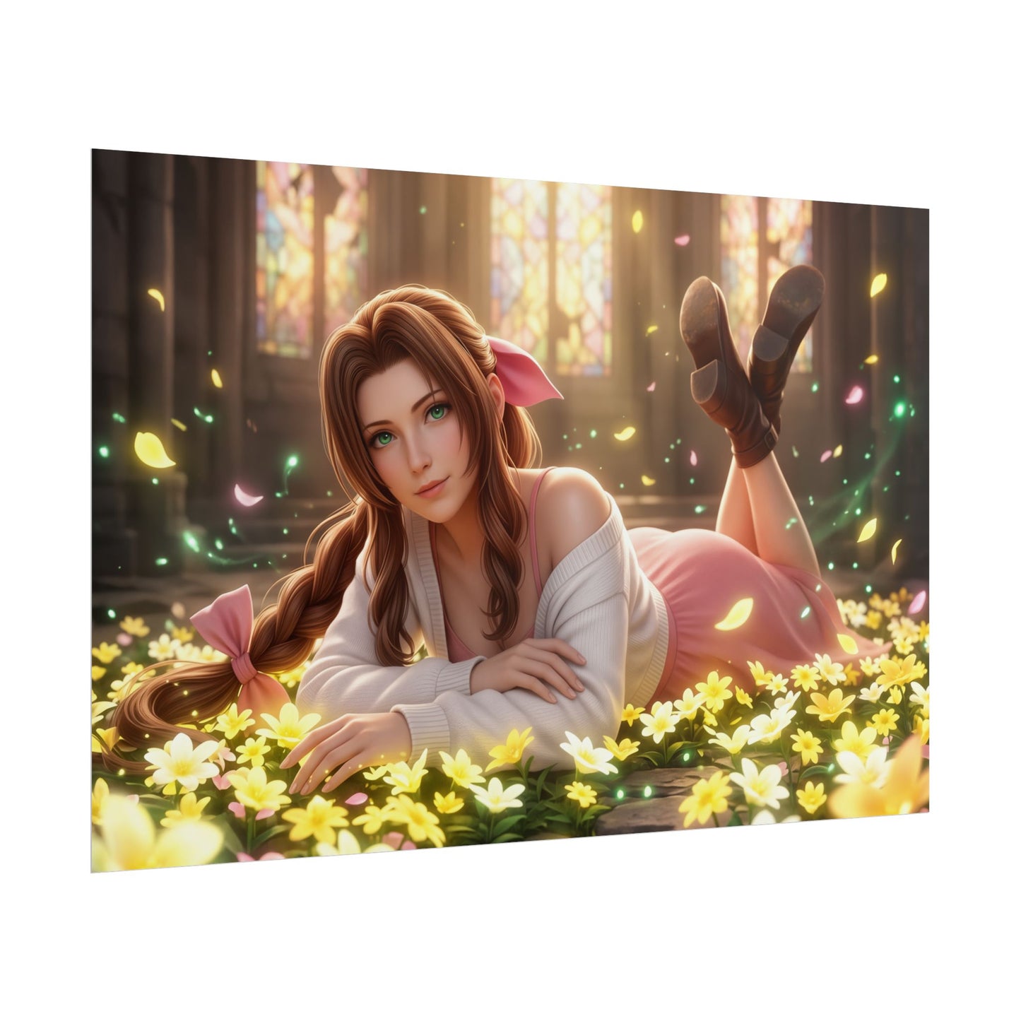 Aerith Final Fantasy Poster, Anime Wall Art, Gaming Print, Room Decor