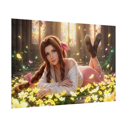 Aerith Final Fantasy Poster, Anime Wall Art, Gaming Print, Room Decor