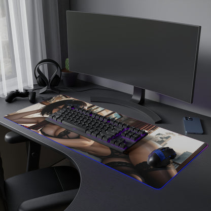 Mikasa Ackerman Desk Mat – LED RGB Pad, Waifu Anime Girl Gaming Setup