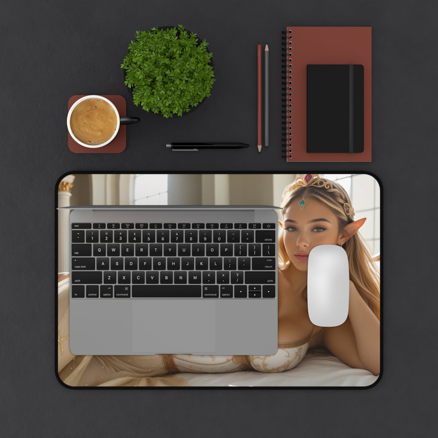 Килимок для столу принцеси, килимок для миші з фентезійною дівчиною, елегантний ігровий стіл