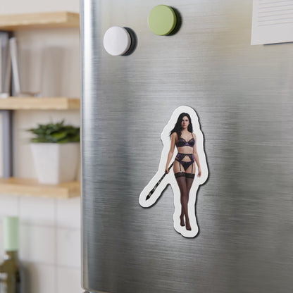 Yennefer Magnet – Fantasy Sorceress Fridge Magnet, Anime Style Decor: die-cut vinyl fridge magnet showing anime-style Yennefer in dark outfit, high-res print