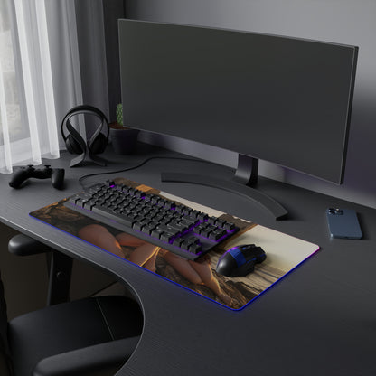 Ciri, Triss Merigold & Yennefer Desk Mat – LED RGB Pad on gaming desk with keyboard, mouse and ambient LED lighting