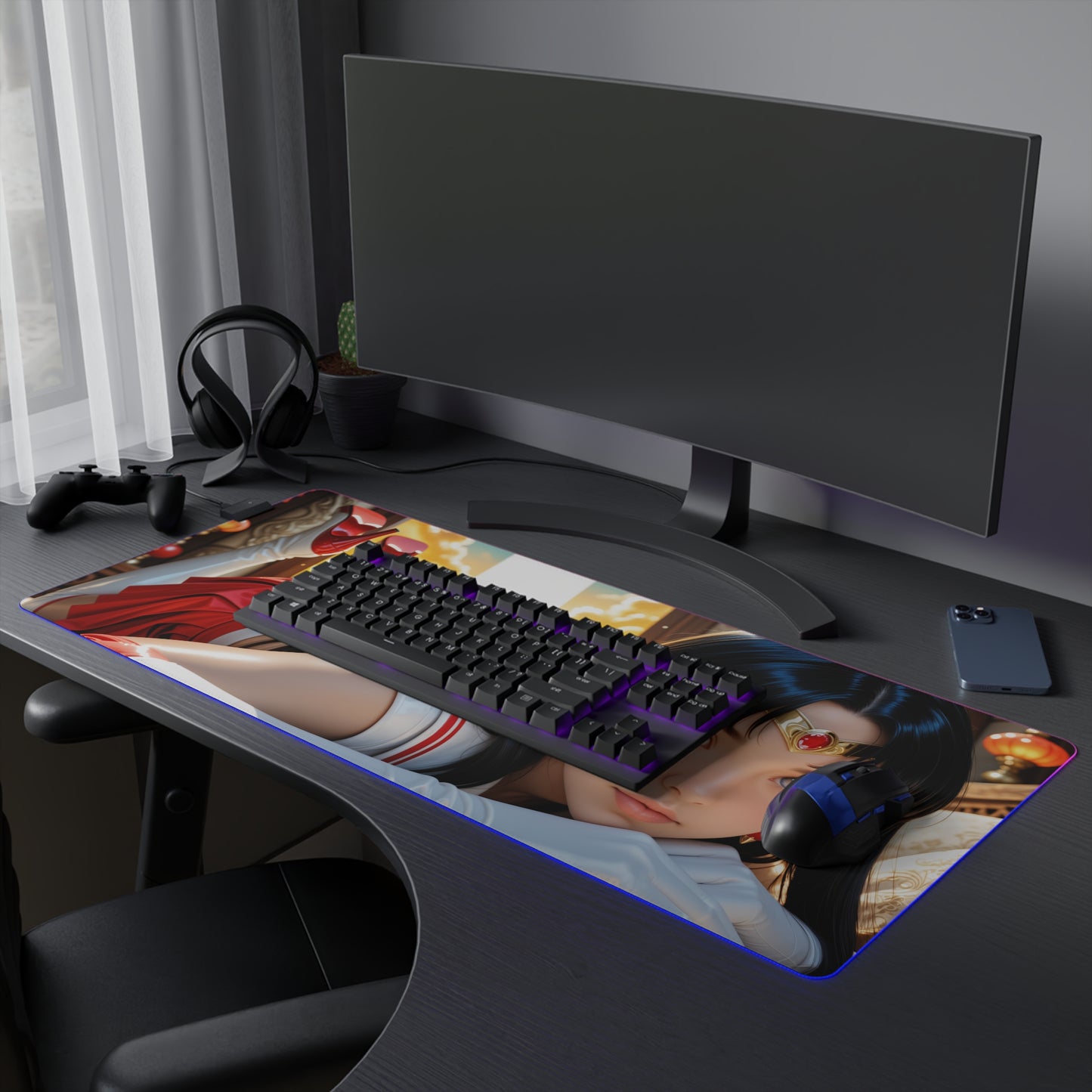 Килимок для столу Sailor Mars – світлодіодний RGB-підкладка, набір для дівчини з аніме Mystic Waifu