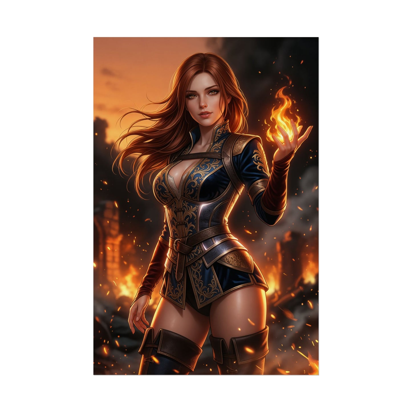 Triss Merigold Witcher Poster Fantasy RPG Wall Art Red Hair Sorceress Print Magic Woman Decor Gamer Room Gift