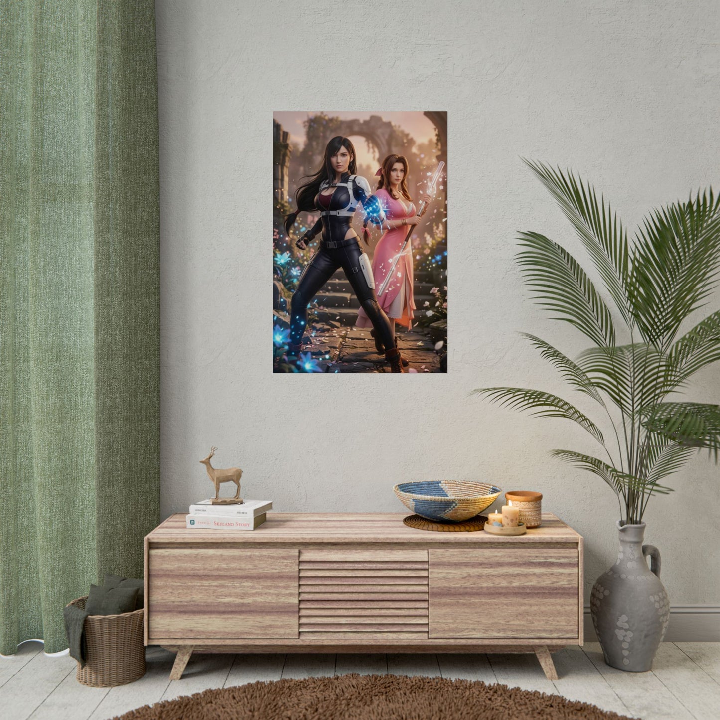 Tifa Lockhart and Aerith Poster, Final Fantasy Wall Art Print, RPG Girl Duo Decor, Gaming Room Wall Art, Gamer Gift