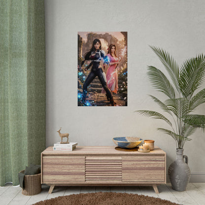 Tifa Lockhart and Aerith Poster, Final Fantasy Wall Art Print, RPG Girl Duo Decor, Gaming Room Wall Art, Gamer Gift