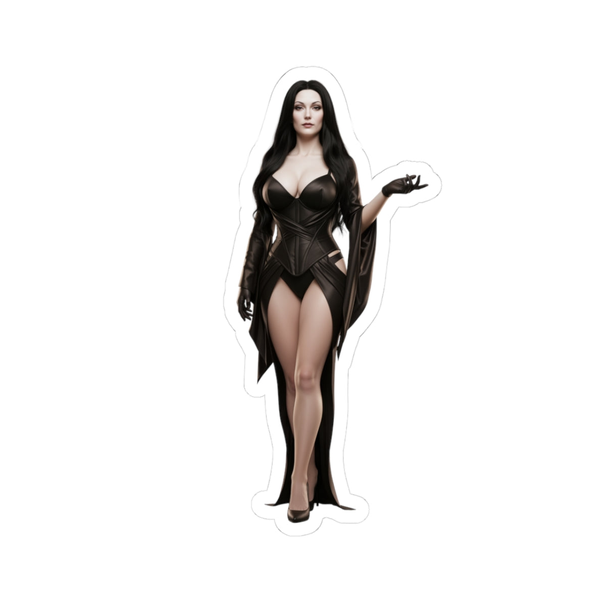 Morticia Addams Sticker – Gothic Character Vinyl Sticker for Laptops & Indoor Decor, glossy durable vinyl laptop decal