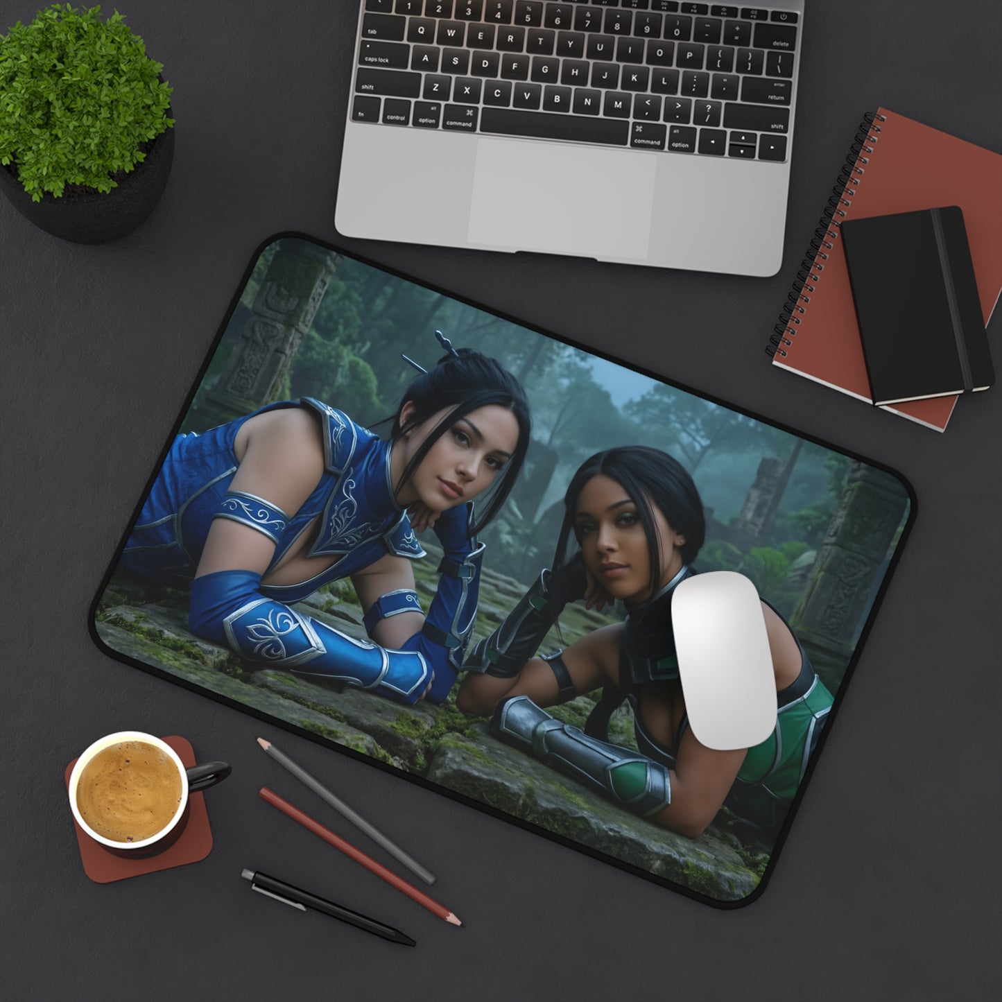 Kitana and Jade Gaming Mouse Pad, Mortal Kombat Desk Mat, Edenian Fighters Setup - HD duo artwork on premium desk mat