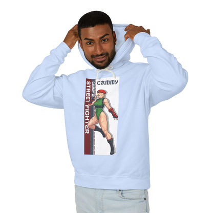 Cammy Hoodie | Street Fighter Hoodie | Anime Fighter Girl Pullover - light blue pullover with bold Cammy anime art and streetwear design