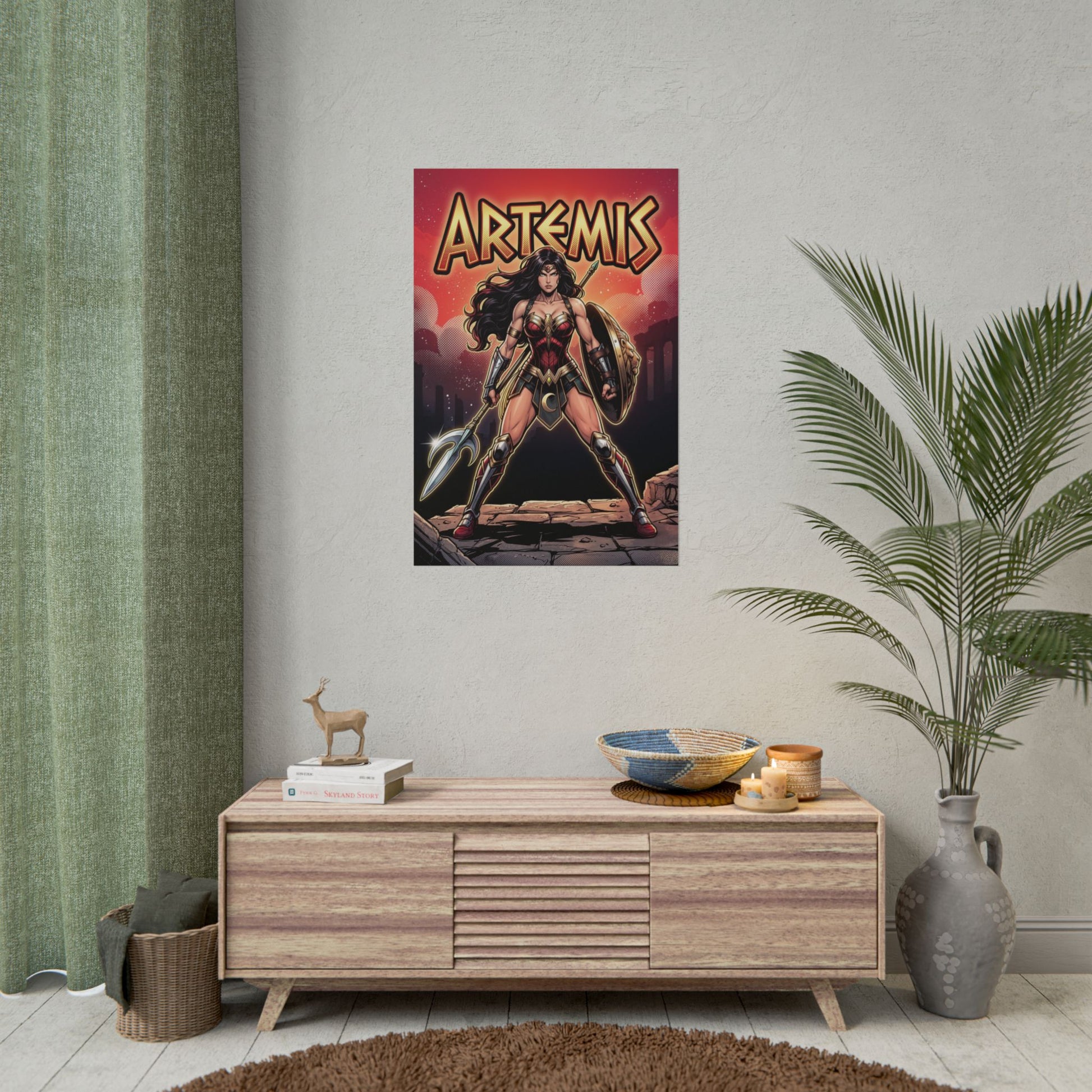 Artemis Poster / Artemis Wall Art / Artemis Art Print / DC Comics Poster - fierce Amazon warrior with shield and spear
