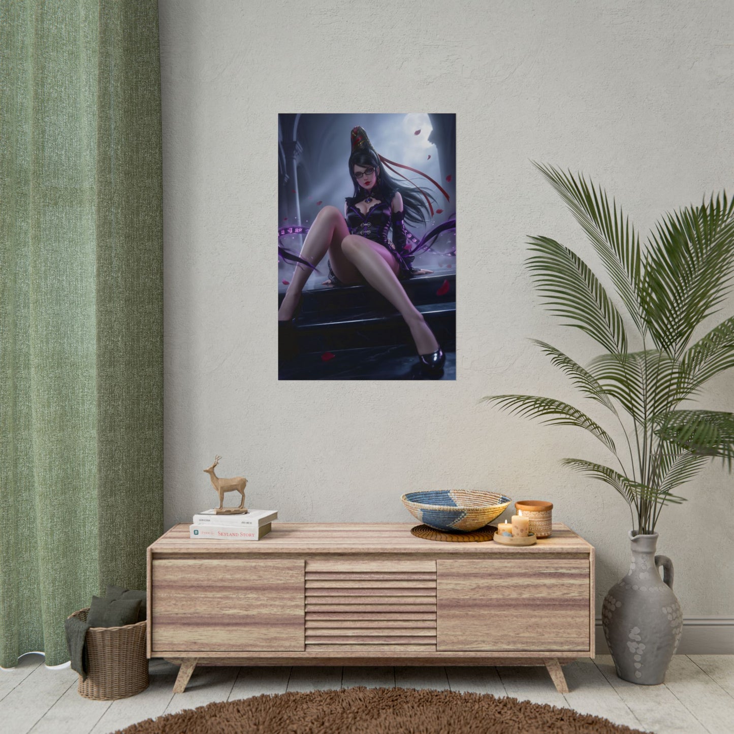 Bayonetta Poster / Bayonetta Wall Art / Bayonetta Art Print / Bayonetta Game Poster - dramatic dark fantasy wall art featuring Bayonetta in moody, stylish pose