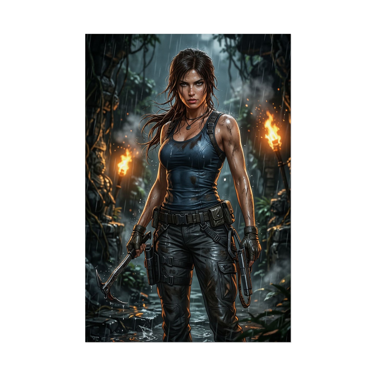 Lara Croft Tomb Raider Poster Adventure Woman Wall Art Explorer Girl Print Action Character Gaming Room Decor Gift