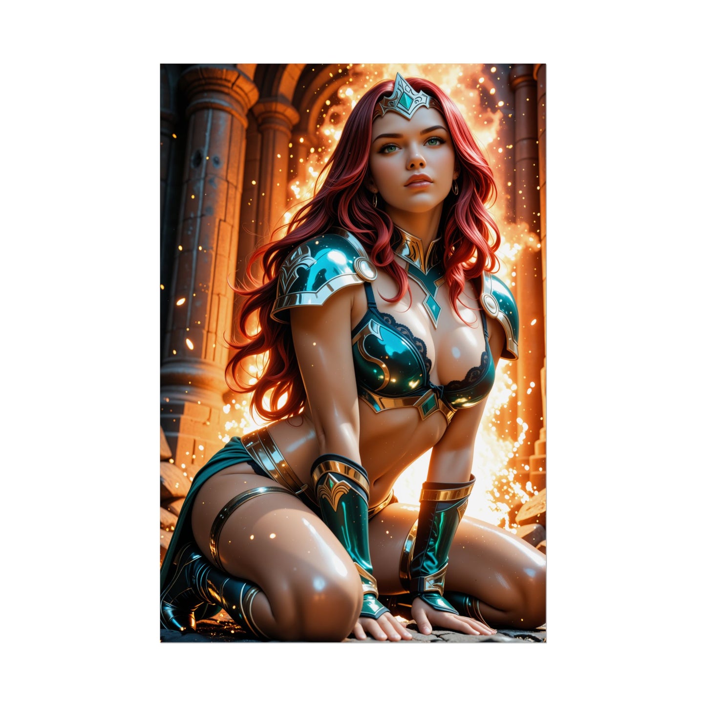 Постер Maxima | Настінне мистецтво з героїнею наукової фантастики для кімнати або інсталяції у фентезійному стилі