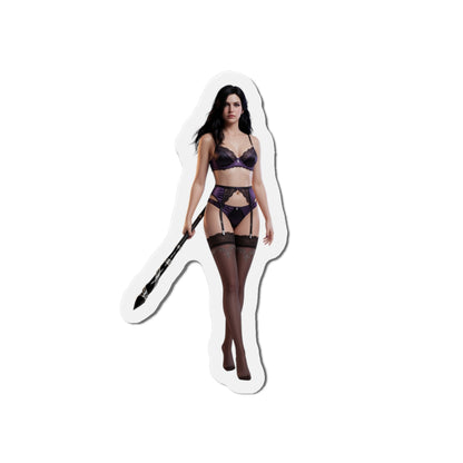 Yennefer Magnet – Fantasy Sorceress Fridge Magnet, Anime Style Decor die-cut vinyl magnet showing anime-style sorceress in purple outfit, high-resolution print