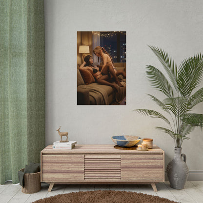 Tifa Aerith Poster, Final Fantasy Art Print – Gamer Gift Wall Art hanging in cozy gaming room over console