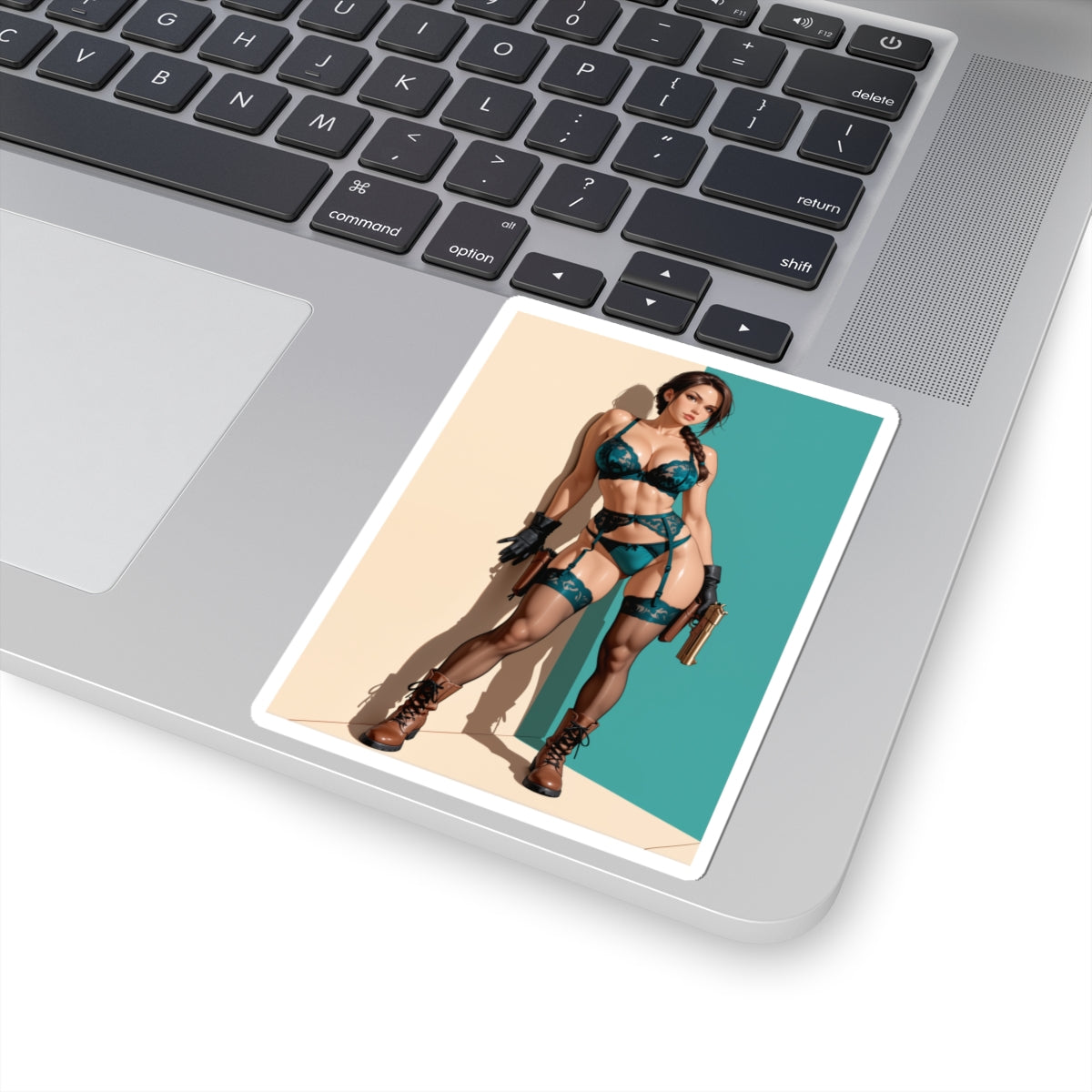 Наклейка Лара Крофт – вінілова наклейка дівчини-дослідниці для ноутбуків та використання в приміщенні