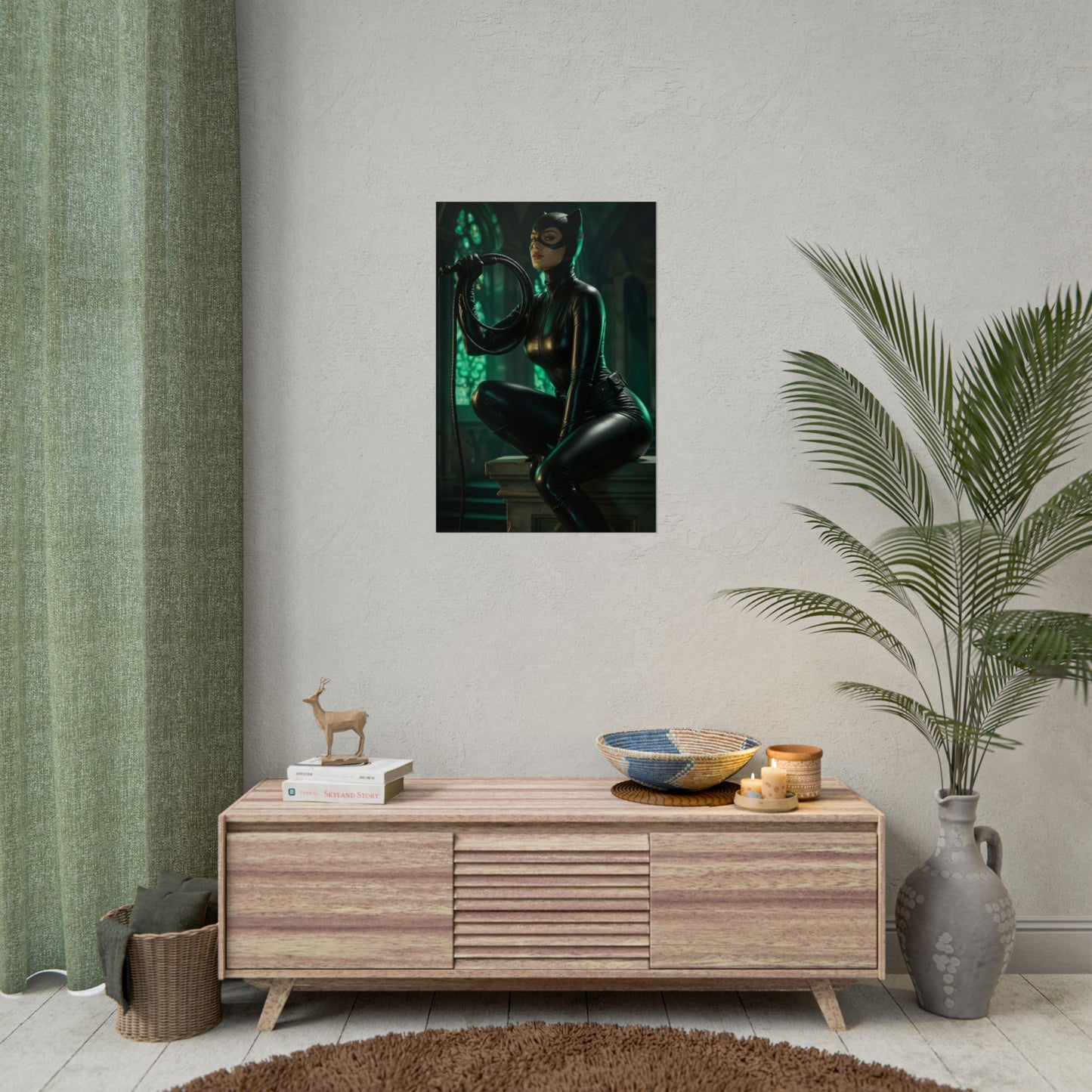 Black Cat Marvel Poster – Iconic Comic Anti-Heroine Wall Art Decor in modern room, ultra-high resolution semi-gloss print showcasing sleek Black Cat character