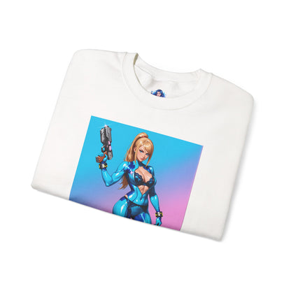 Samus Aran Sweatshirt, Power Suit Rundhalsausschnitt, Premium Sci-Fi Gaming Streetwear