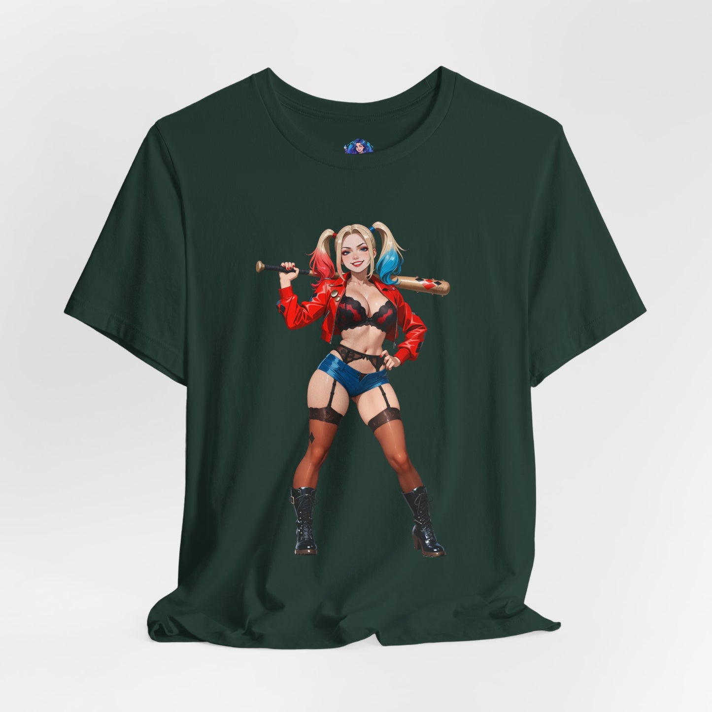 Harley Quinn Grafik-T-Shirt | DC-Bösewicht-T-Shirt für Anime- und Gaming-Fans | Waifu-Streetwear