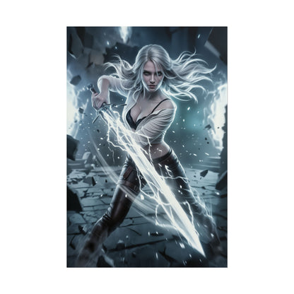 Ciri Witcher Poster, Witcher Wall Art Print, Fantasy Warrior Girl Decor, RPG Game Artwork, Gamer Room Poster