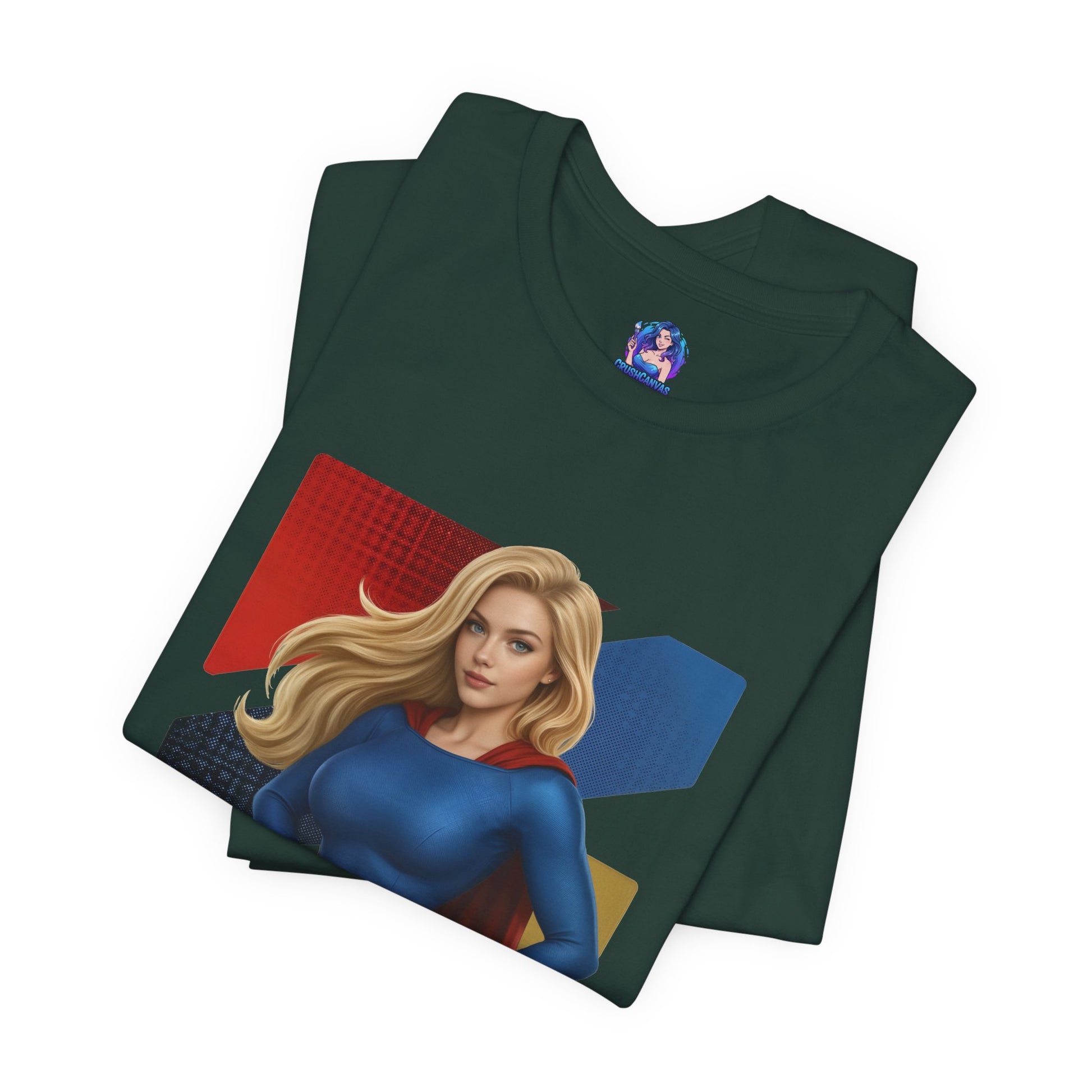 Supergirl T-Shirt | DC Comics Anime Tee for Gamers & Hero Fans - anime-style Supergirl print on Bella Canvas 3001 unisex tee