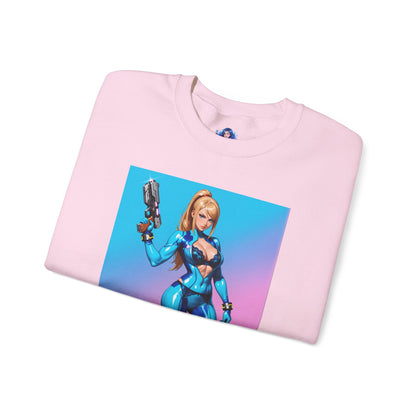 Samus Aran Sweatshirt, Power Suit Rundhalsausschnitt, Premium Sci-Fi Gaming Streetwear