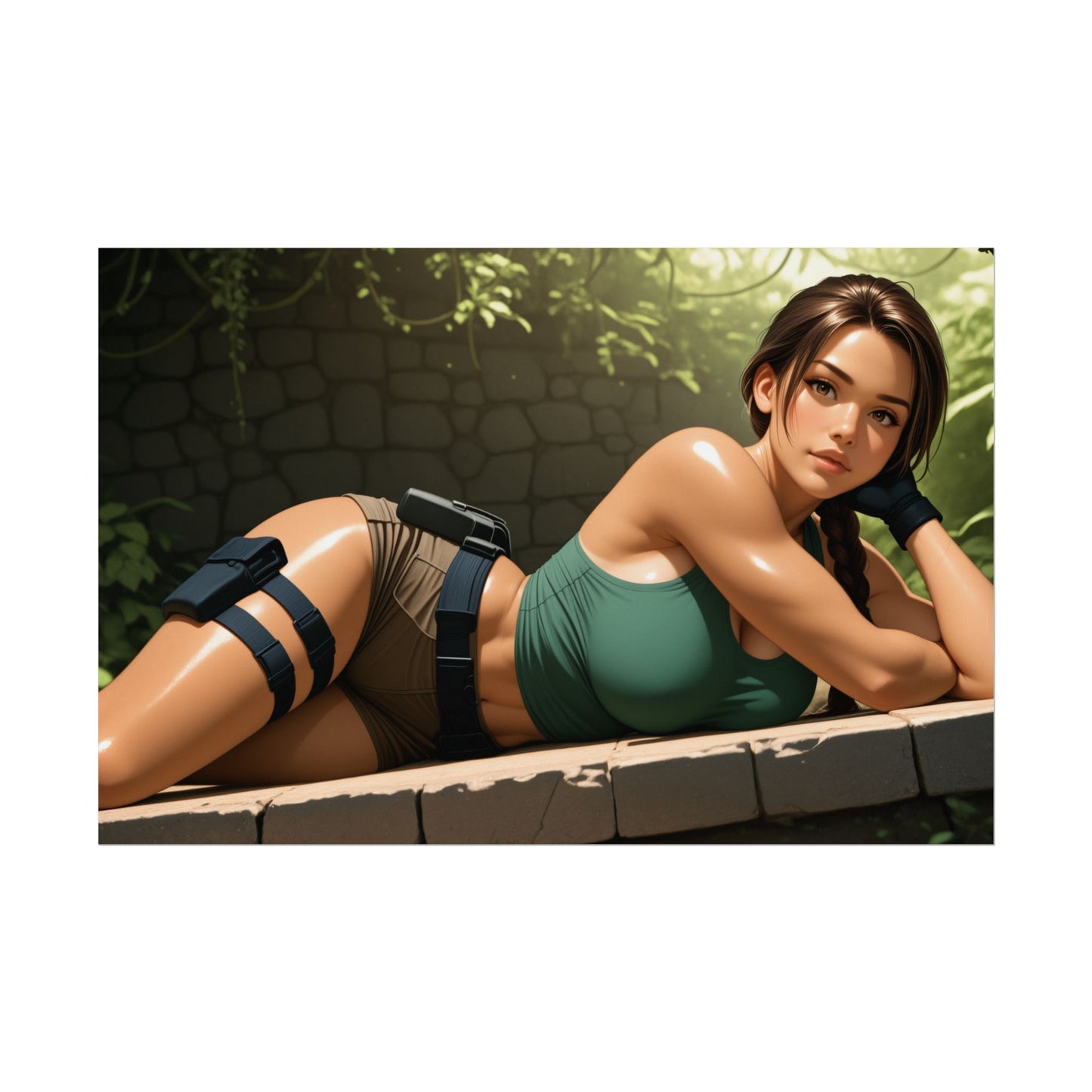 Настінний плакат з ігровою героїнею | Художній принт Лари Крофт Вайфу для облаштування або спальні