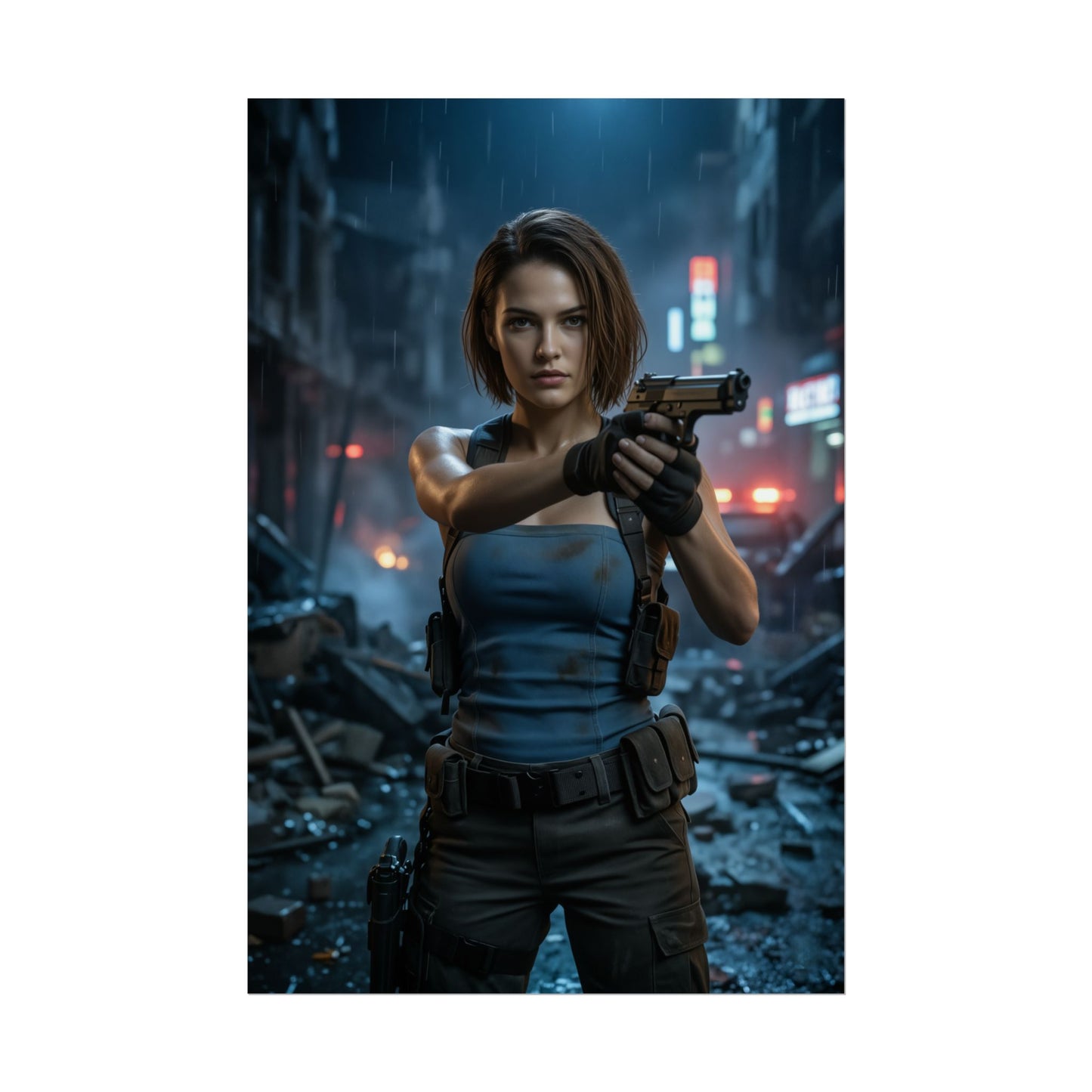 Jill Valentine Poster Resident Evil Action Scene Wall Art Gaming Decor