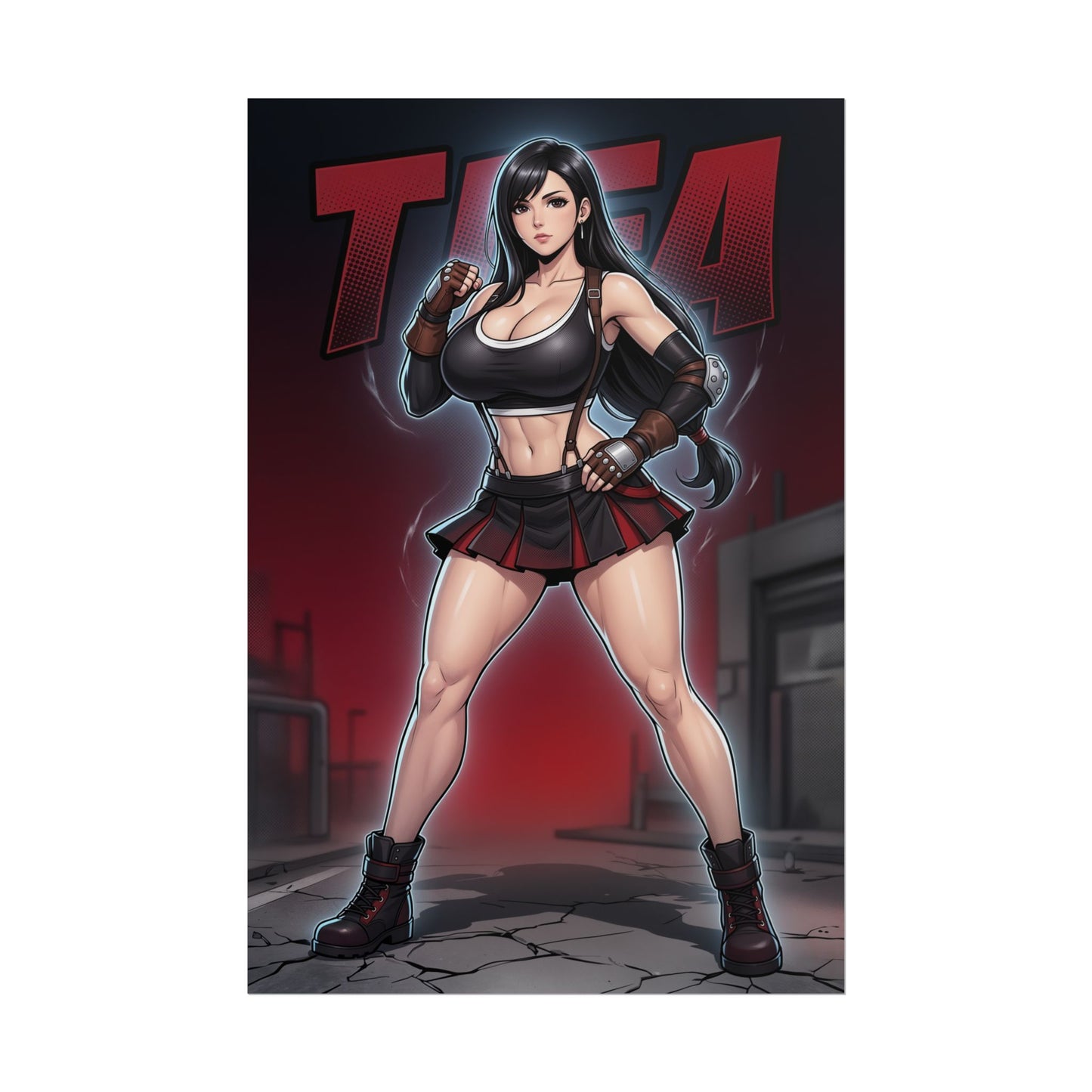 Tifa Lockhart Art Print, Final Fantasy Poster, Anime Fighter Girl Wall Art, RPG Game Decor, Gamer Gift Idea