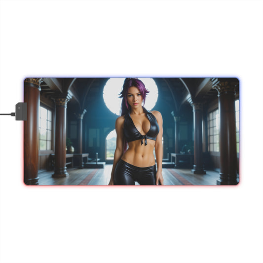 Yoruichi Shihouin Schreibtischunterlage – LED RGB Pad, Elegantes Waifu Anime Girl Setup