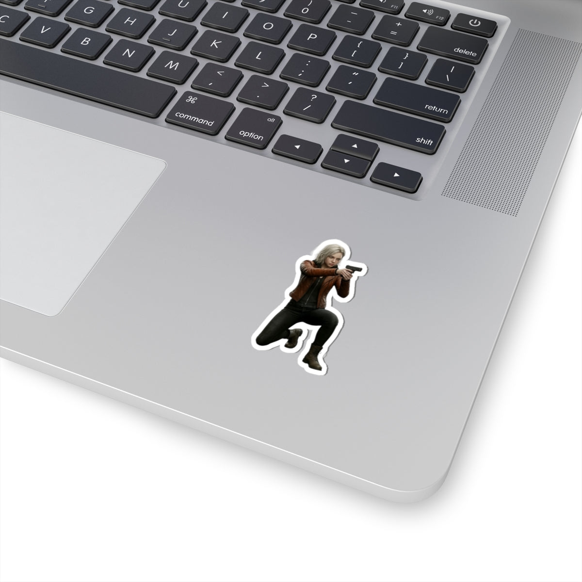 Grace Ashcroft Sticker, Resident Evil Sticker, Gaming Room Decor, Gamer Gift - glossy vinyl character sticker on laptop