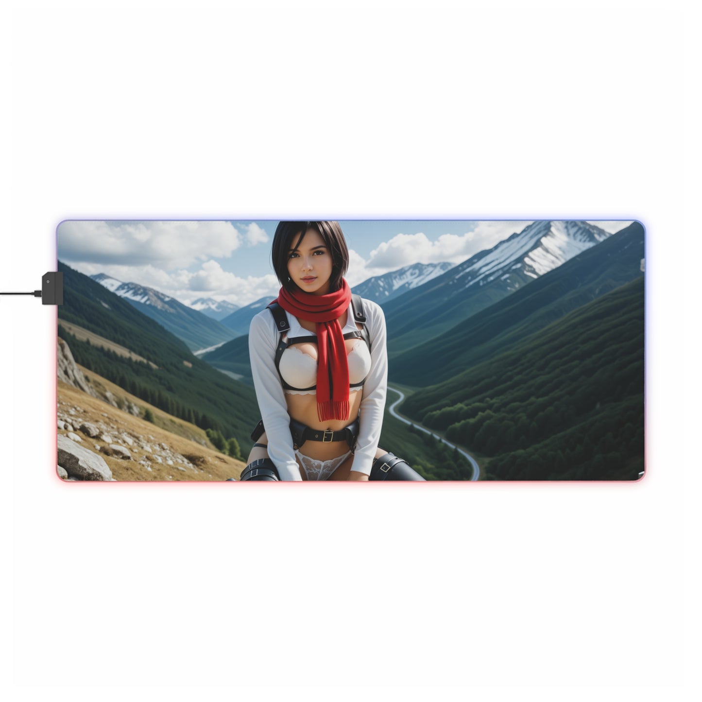 Килимок для столу Mikasa Ackerman – світлодіодний RGB-підсвітлювальний килимок, ігрова конфігурація для дівчат з аніме Waifu