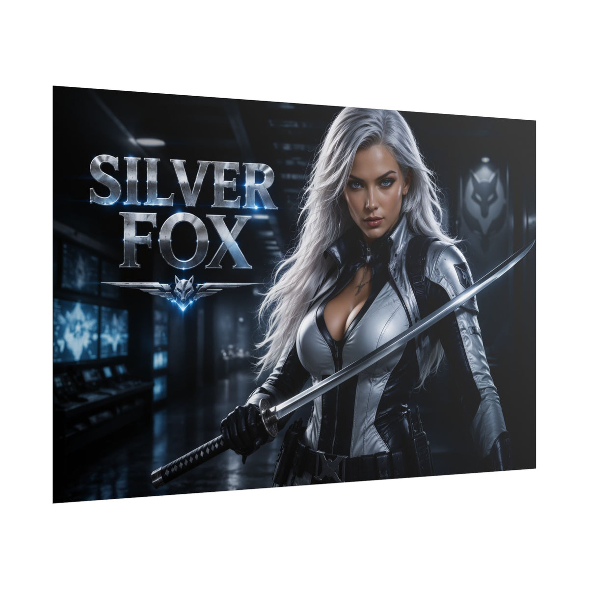 Silver Fox Character Poster Comic Style Wall Decor Bedroom Collector Gift