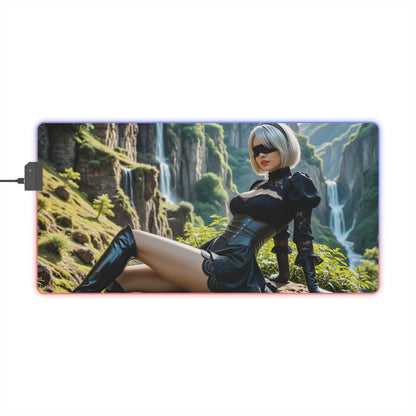 Килимок для столу 2B Nier Automata – світлодіодний RGB-підсвітлювальний килимок, ігровий декор із зображенням дівчини з аніме Вайфу