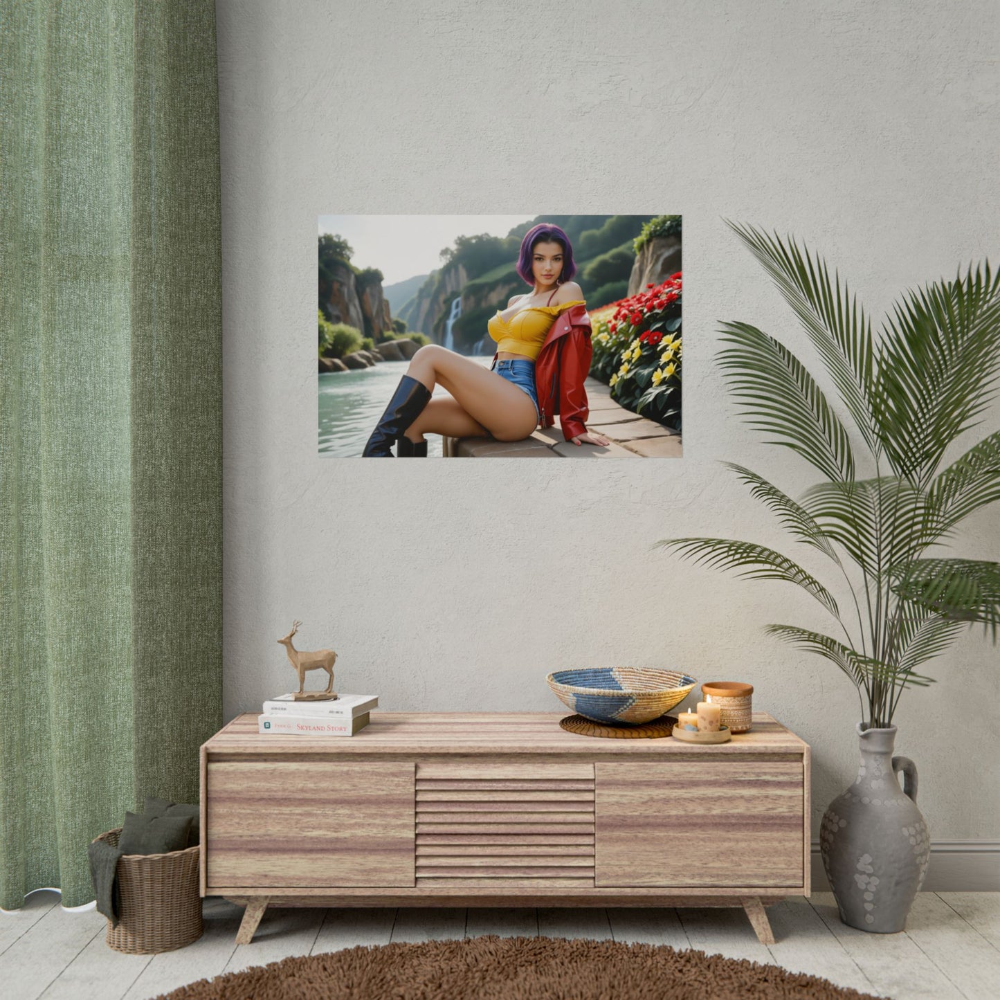 Anime-Waifu-Poster | Faye Valentine-Druck für Retro-Sci-Fi-Zimmerdeko