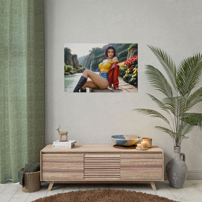 Anime-Waifu-Poster | Faye Valentine-Druck für Retro-Sci-Fi-Zimmerdeko