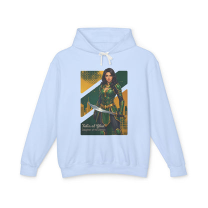 Talia al Ghul Hoodie | DC Comics Hoodie | Anime Assassin Warrior Pullover - light blue pullover with anime-style Talia artwork