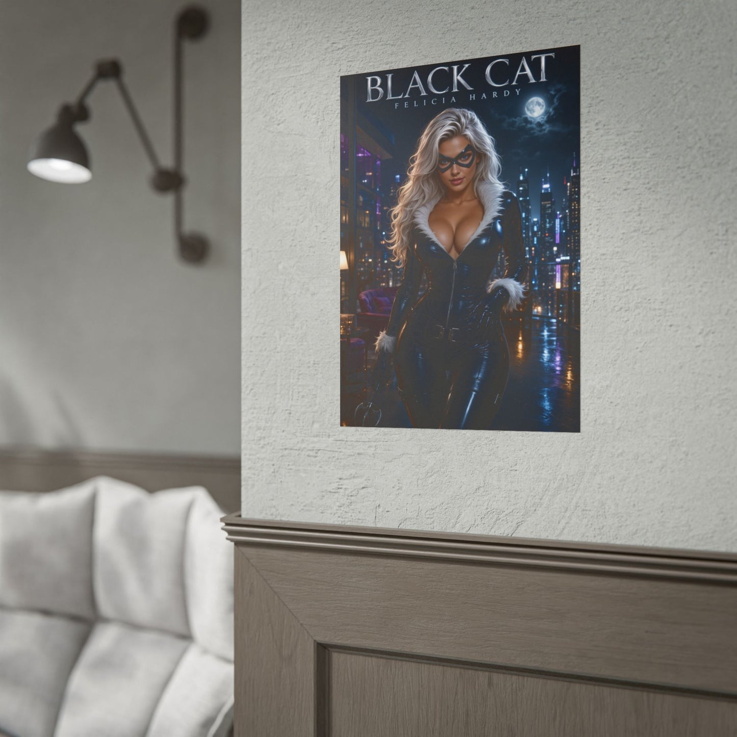 Black Cat Poster, Marvel Comics Wall Art, Superhero Print, Gamer Decor