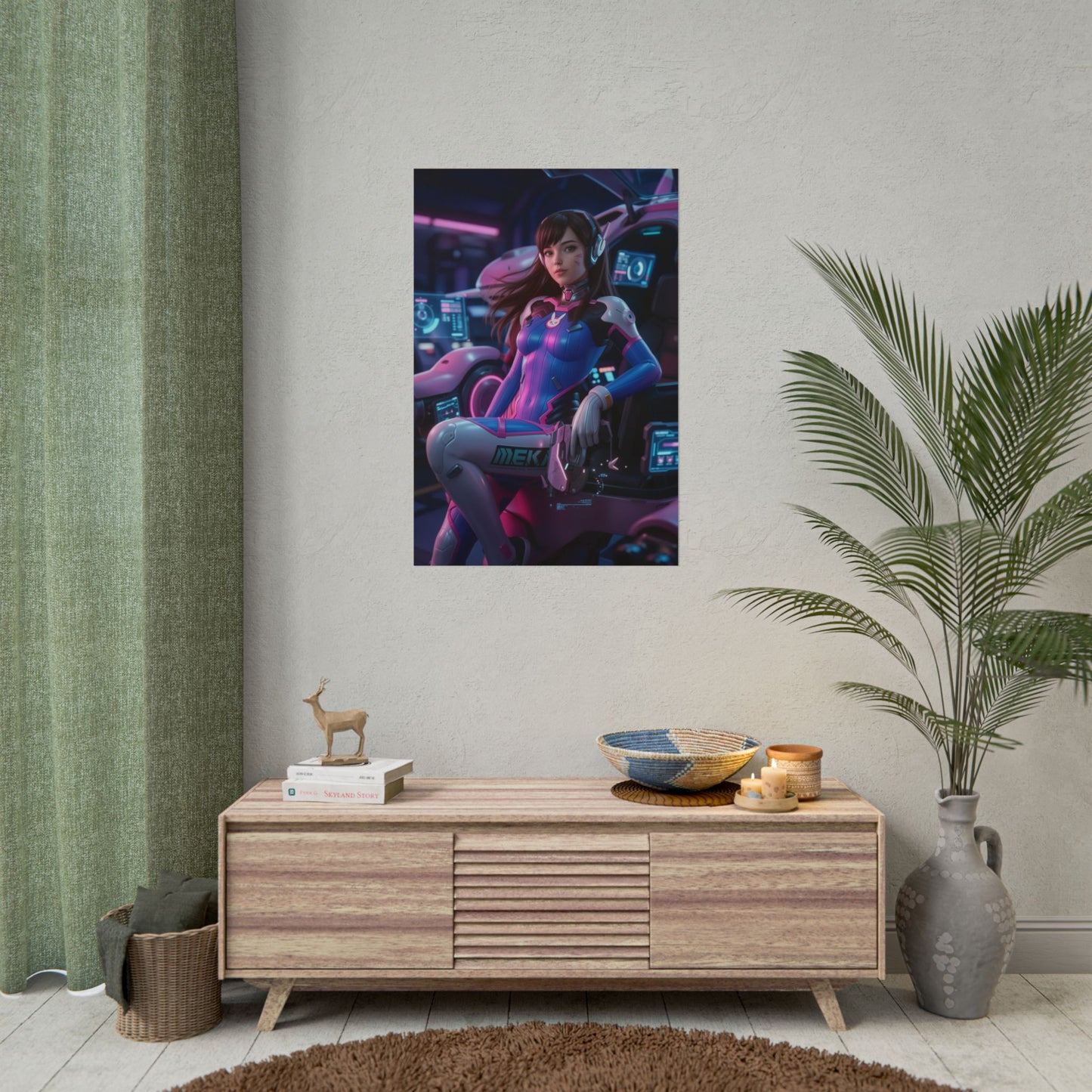 D.Va Overwatch Poster, Overwatch Wandkunst, Gamer Girl Deko, Esports Zimmer Wandkunst, Gaming Setup Poster