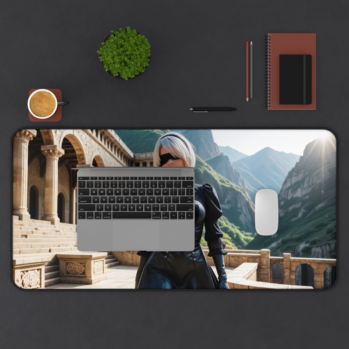 Gaming-Mauspad – 2B Schreibtischunterlage, Nier Automata Heldin, Sci-Fi Gaming-Setup