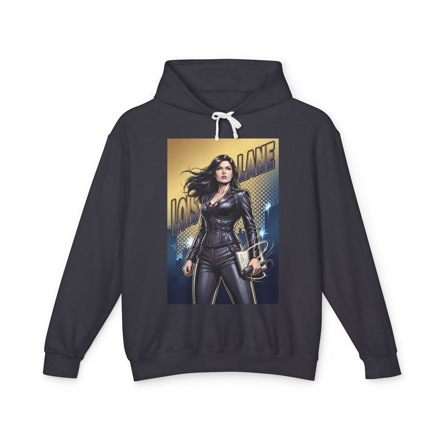 Lois Lane Hoodie | DC Comics Hoodie | Fearless Reporter Pullover - navy streetwear pullover featuring bold Lois Lane graphic and lightweight cotton fabric