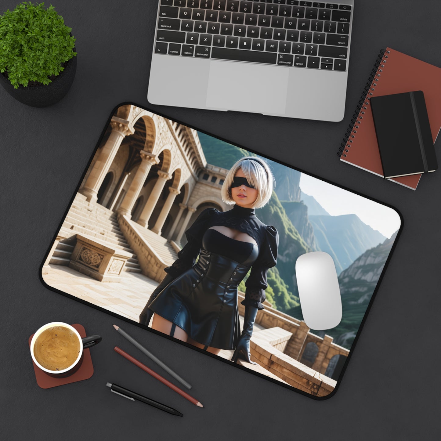 Gaming-Mauspad – 2B Schreibtischunterlage, Nier Automata Heldin, Sci-Fi Gaming-Setup