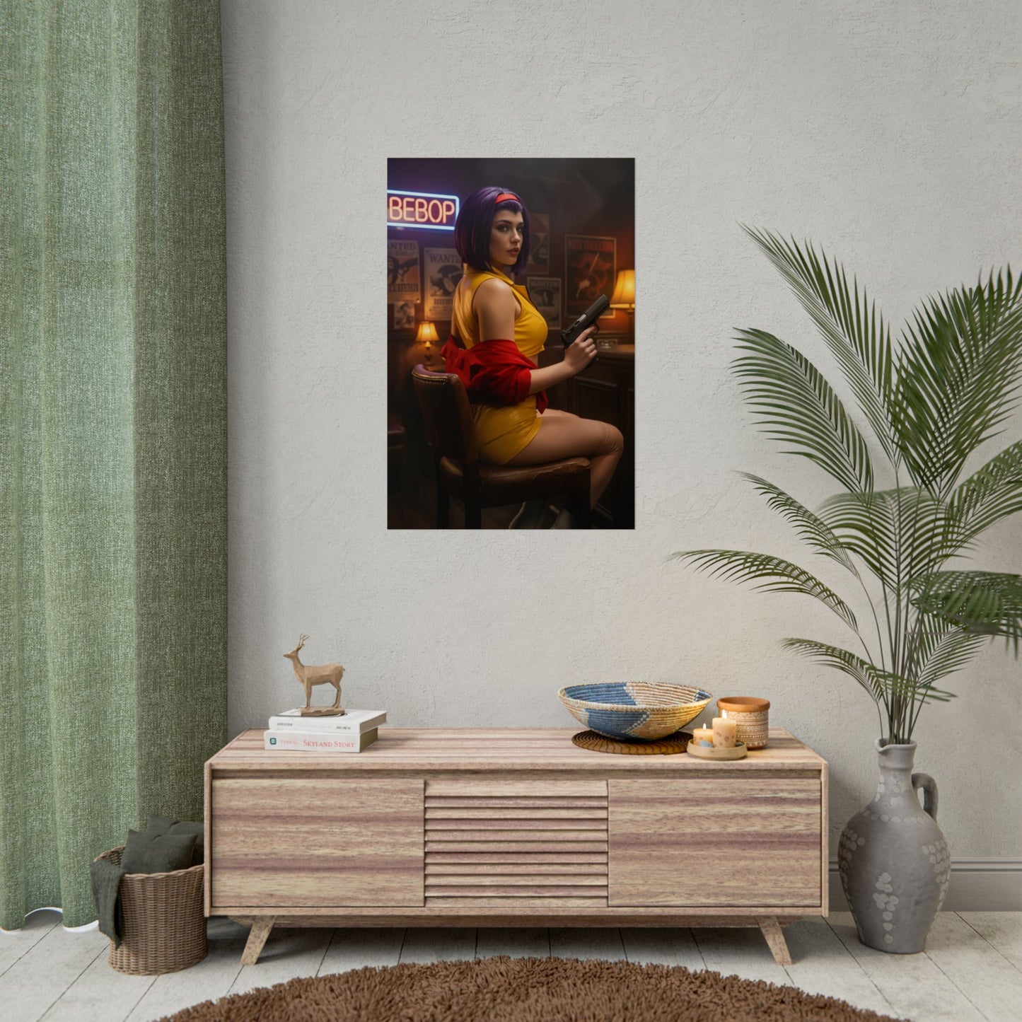 Faye Valentine Poster, Cowboy Bebop Art Print, Iconic Anime Character Wall Decor - cinematic retro sci-fi wall decor for anime and gaming rooms