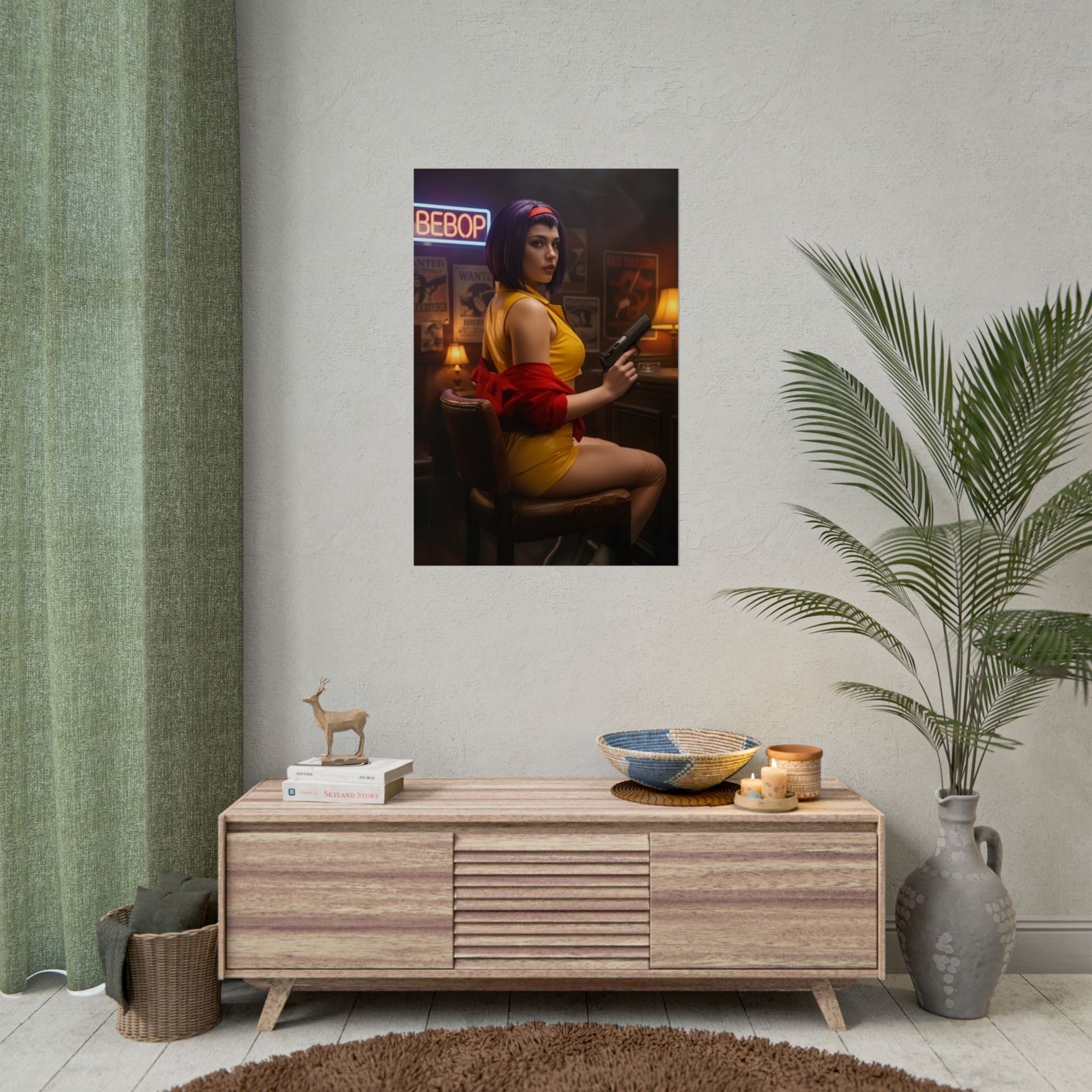 Faye Valentine Poster, Cowboy Bebop Art Print, Iconic Anime Character Wall Decor - cinematic retro sci-fi wall decor for anime and gaming rooms