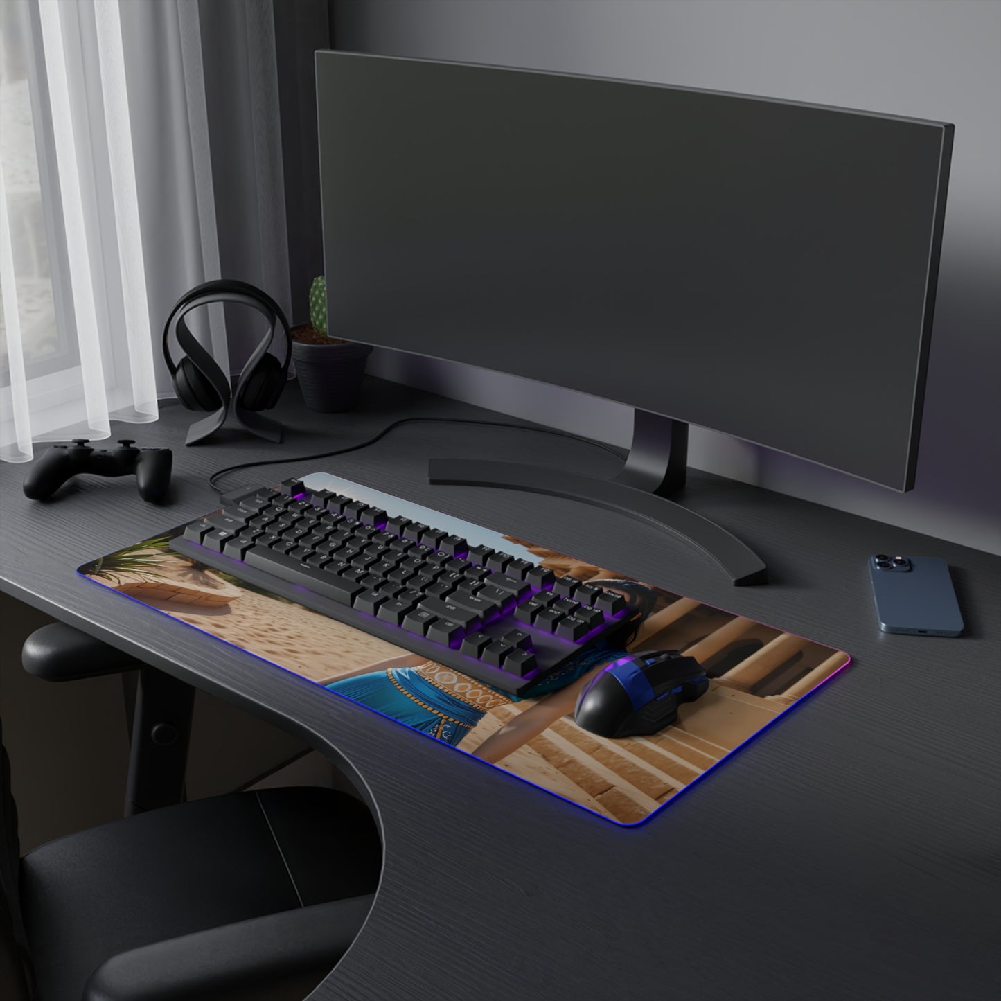 Boa Hancock Schreibtischunterlage – LED RGB-Pad, elegantes Waifu-Anime-Girl-Gaming-Setup