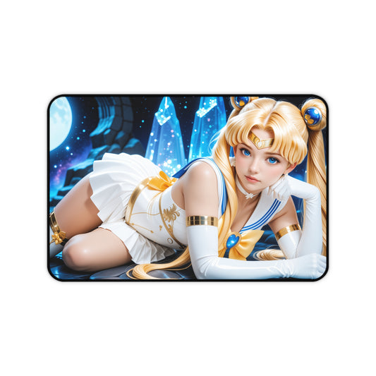 Sailor Moon Desk Mat, Anime Mouse Pad, Magical Heroine Desk Setup Decor - high-def Sailor Moon artwork on smooth non-slip surface