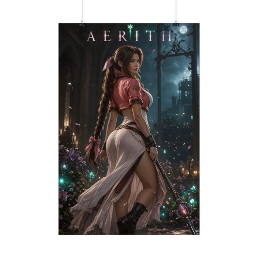 Aerith Gainsborough Final Fantasy VII Poster FF7 Wall Art Print
